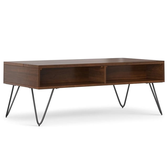 Pemberly Row Rectangle Wood Coffee Table with Lift Top in Walnut Brown