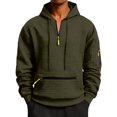 thumbnail image 2 of RYDCOT Mens Quarter Zip Waffle Hoodie - Performance Fleece 1/4 Zip Pullover Sweatshirt Mens Golf Shirts for Workout Hiking Running Army Green, 2 of 8