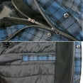 thumbnail image 3 of vkwear Men's Quilted Lined Cotton Plaid Flannel Layered Hoodie Jacket (Blue, M), 3 of 3