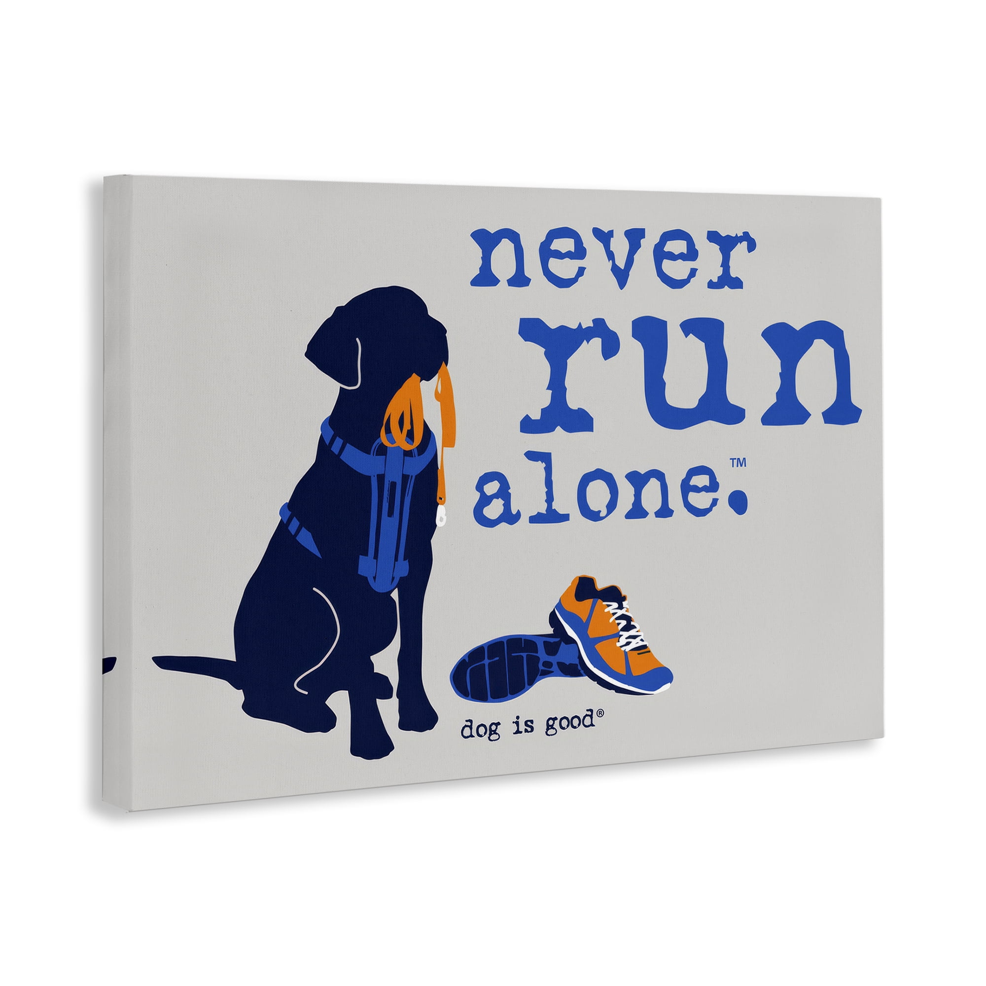 Stupell Industries Never Run Alone Dog Animals Painting Wrapped Canvas Art Print Wall Art, 24 x 16