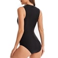 thumbnail image 6 of QHFBli Womens Rash Guard Zip Front Sleeveless One Piece Swimsuit, 6 of 7