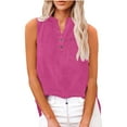thumbnail image 6 of BLOCLOALO Tank Tops Tunic Tops Loose Button Shirt Top Stand Solid Color Sleeve Collar Casual Women's Shirt Women's Shirt V Neck Blouses for Women Cotton Blouse Loose Tank Tops for Women Hot Pink Xl, 6 of 9