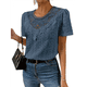 thumbnail image 1 of Blusas Tipo Túnica de Corta para Mujer, Estilo Informal, con Encaje Azul XL, 1 of 10