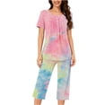 thumbnail image 4 of Tnhcen 2 Piece Summer Capri Women's Pajama Set Ladies Short Sleeve Shirt Capri Pants Pjs Sets Home Clothes S-3XL, 4 of 6