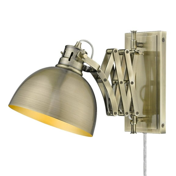 Wry Lighting Hawthorn 1-light Swing Arm Wall Lamp in Aged Brass