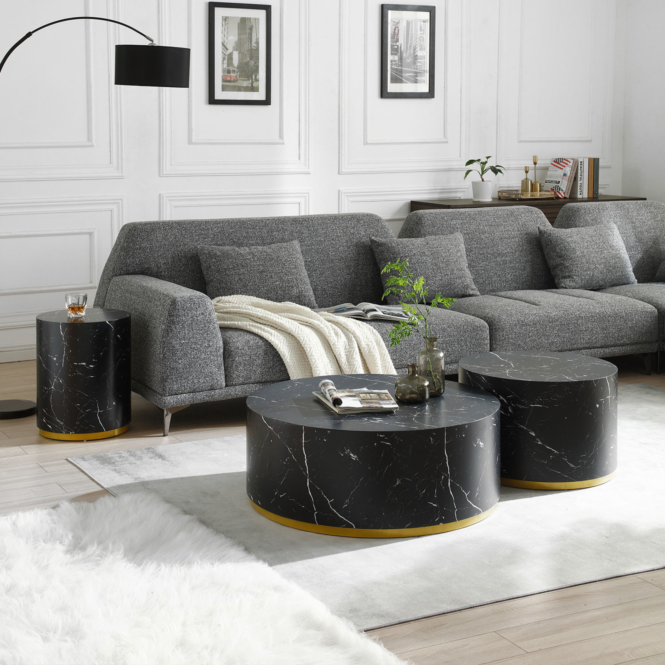 Noble House 15.75" Round Side Table, Modern MDF Accent End Table, Wear-Resistant Finish for Living Room, Black