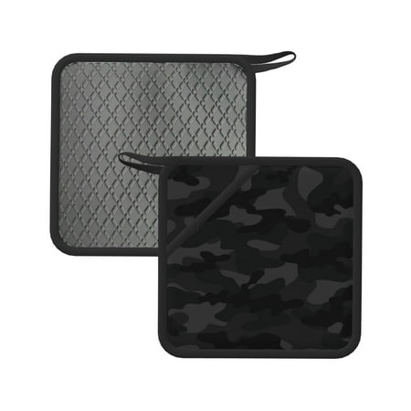 

2pcs Silicone Anti-Hot Hot Pads Oven Mitts Heat Resistant Pot Holders With Pockets Non Slip Oven Glove Potholder For Kitchen Cooking Bbq Baking 7.1in Dark Military Camouflage Pattern