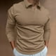 thumbnail image 1 of pstuiky camisa de manga larga para hombre, Camisa de color liso para hombre, jersey con solapa y botones de tira vertical, manga larga Tops de hombre m, 1 of 6