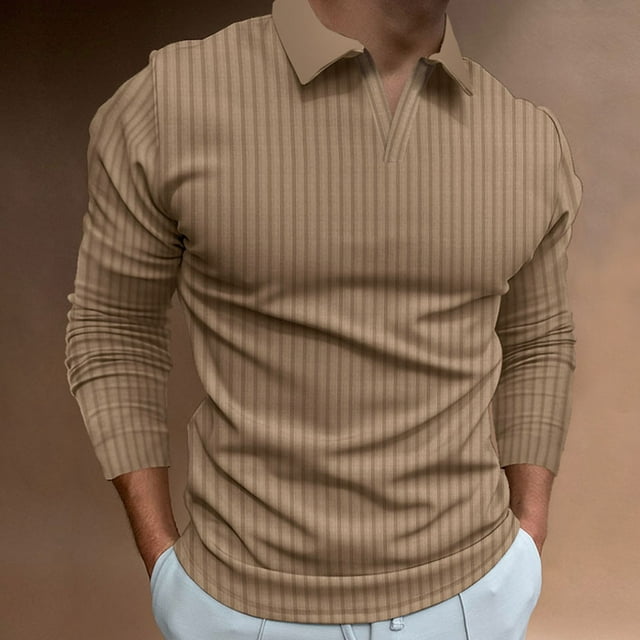 pstuiky Camisas para hombre de manga larga, Camisa de color liso para hombre, jersey con solapa y botones de tira vertical, manga larga camisetas de hombre s