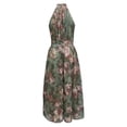 thumbnail image 6 of SONXAHE Women's Floral Print Halter Maxi Dress Sleeveless Ruched Waist Flowy Formal Wedding Guest Gown, 6 of 6