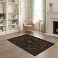 thumbnail image 2 of ODIKA 4'x6' Washable Area Rug Black Celestial Botanical Design Elegant Accent Stylized Foliage and Star Motifs for Dorm Room, Small Living Stain Resistant Low Profile, Easy Care, 2 of 7