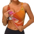 thumbnail image 3 of Picia Orange Flower Psychedelic Sports Bra for Women,Padded Strappy Sports Bras Medium Support Yoga Bra with Removable Cups,Running Yoga Bra-XX-Large, 3 of 9