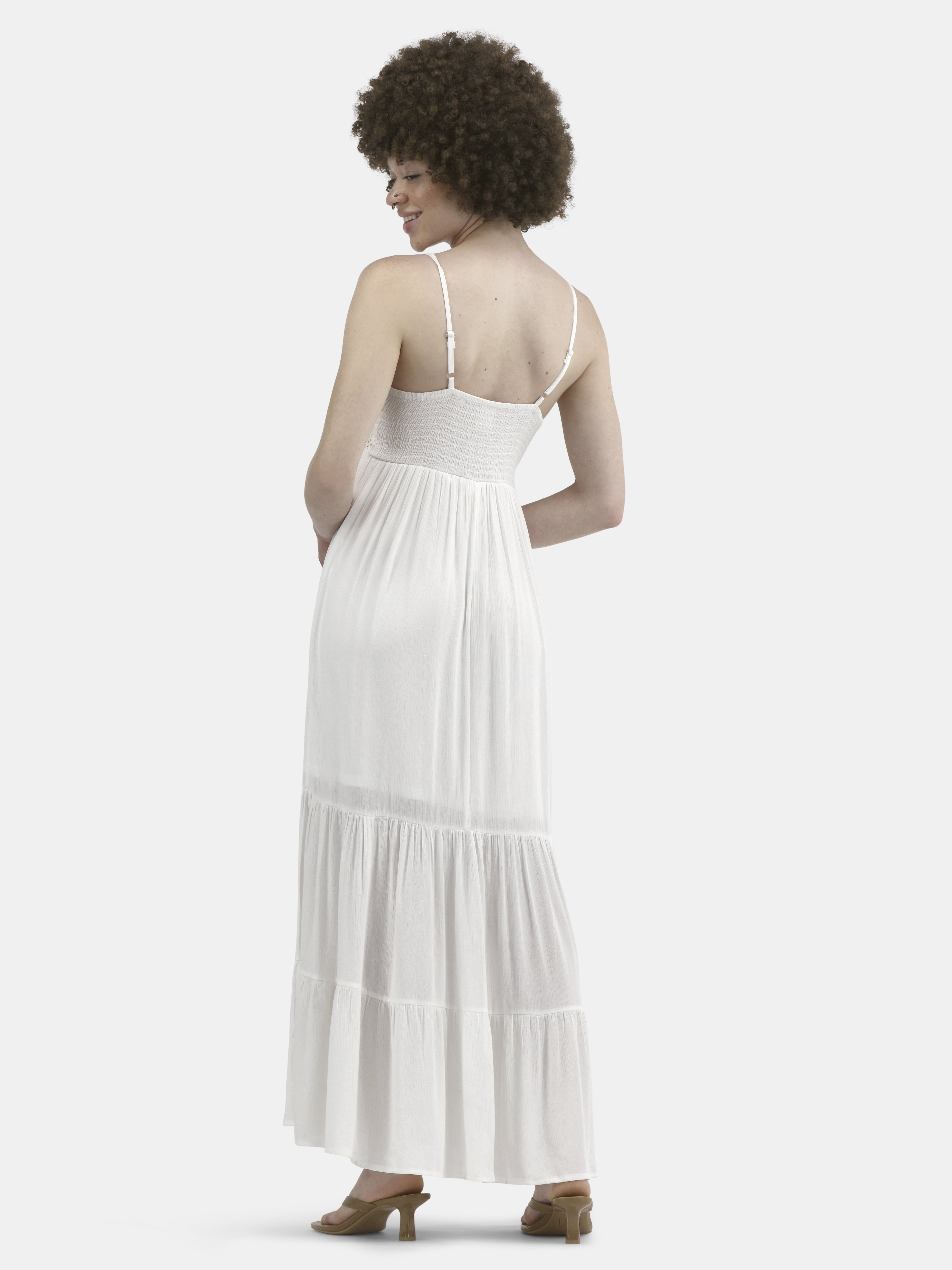 No Boundaries Tiered Maxi Dress with Crochet Lace Trim, Women's