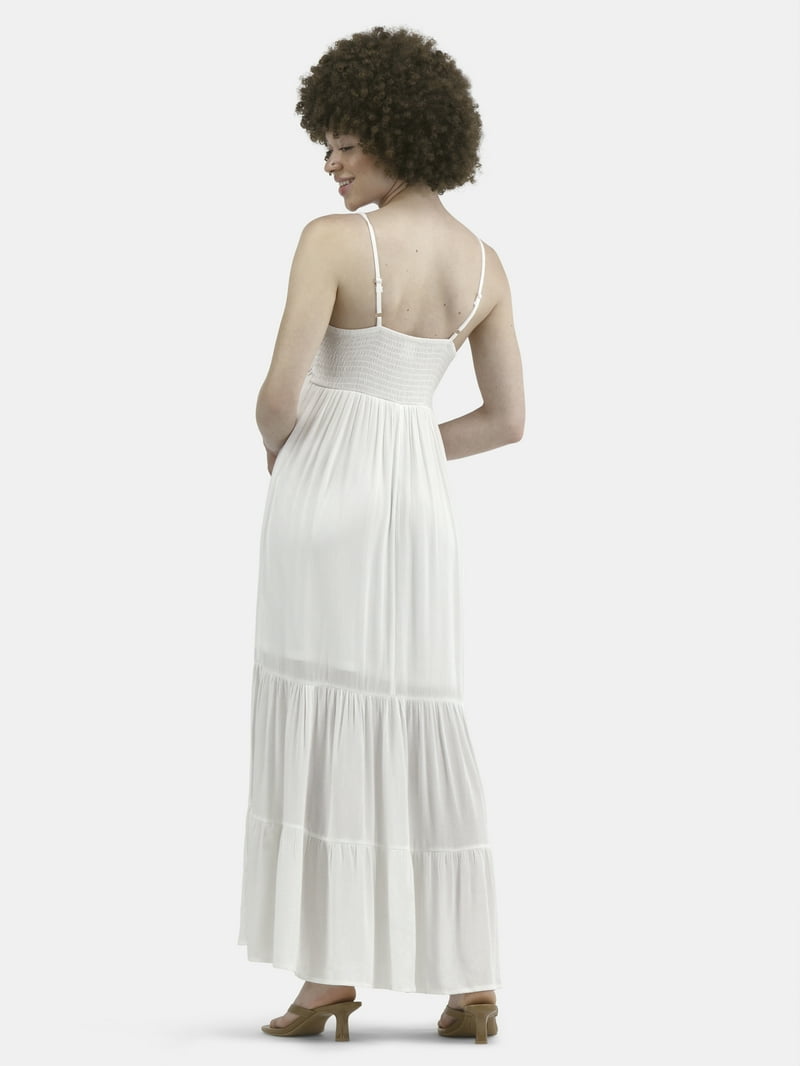 No Boundaries Tiered Maxi Dress with Crochet Lace Trim, Women's