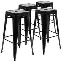 Flash Furniture 30" High Metal Indoor Bar Stool in Black - Stackable Set of 4