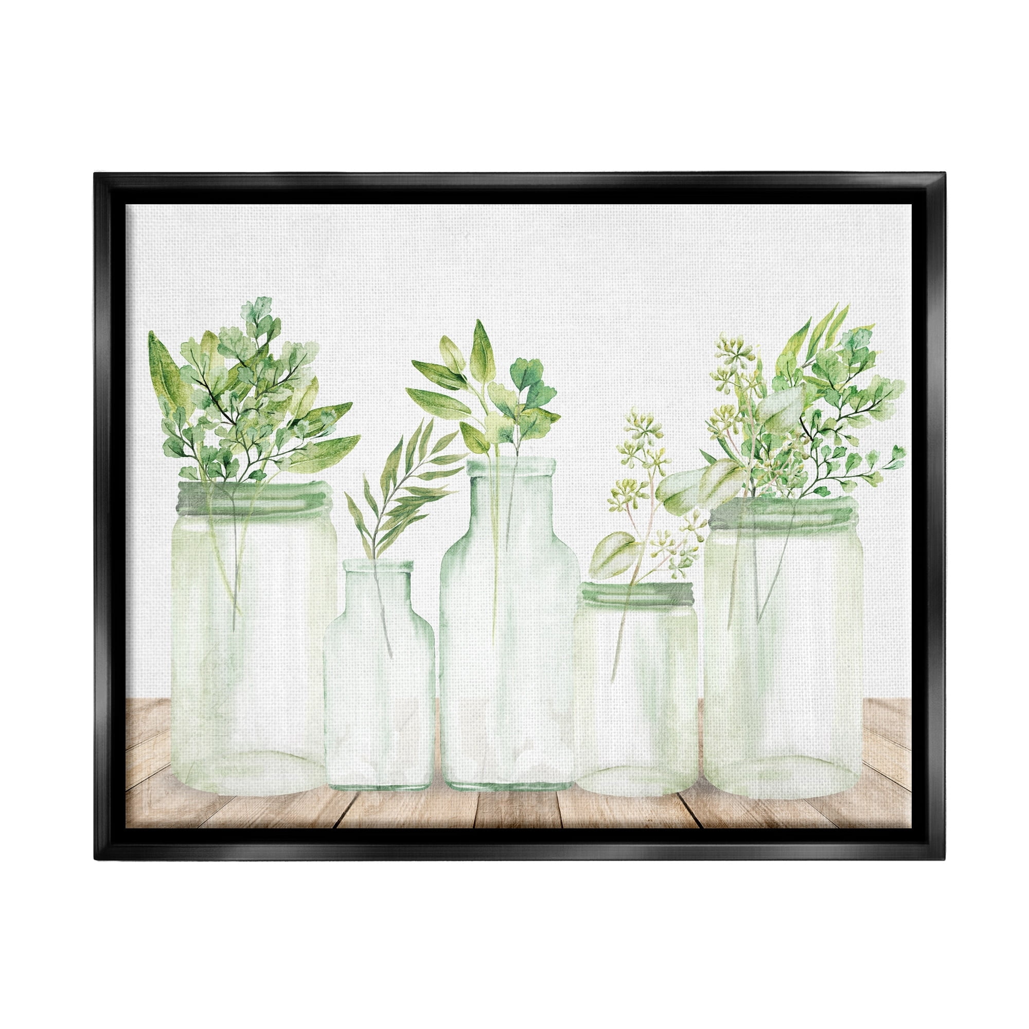 Stupell Industries Varied Herb Plant Arrangement Mixed Country Blooms Graphic Art Luster Gray Floating Framed Canvas Print Wall Art, Design by Kim Allen
