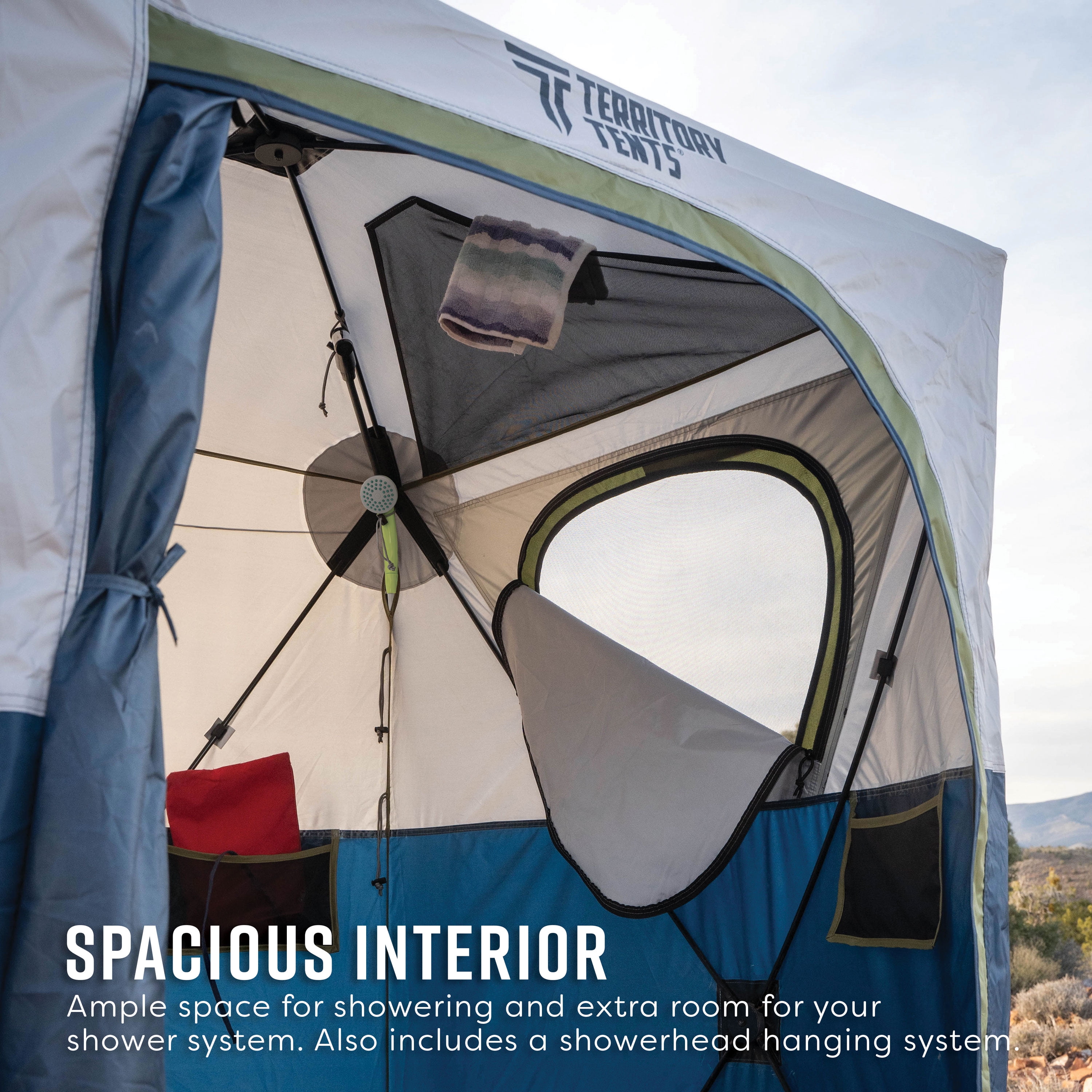 Territory Tents Jet Set Privacy Shower Tent, Jet Set Framework, No Assembly, Camp Shower, Camp Restroom, Privacy Tent Shower, 78” x 62” x 62”, PT100DB