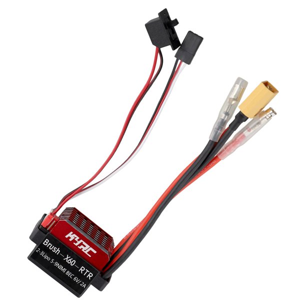 60A ESC RC Car ESC Controlador de Velocidad Eléctrico Cepillado 6V/2A BEC Reemplazo para 1/10 RC Car, -Plug