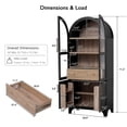 thumbnail image 2 of AENKYO 71" Arched Pantry Cabinet, Farmhouse Kitchen Storage with Tempered Glass Doors & Adjustable Shelves, Black, 2 of 10