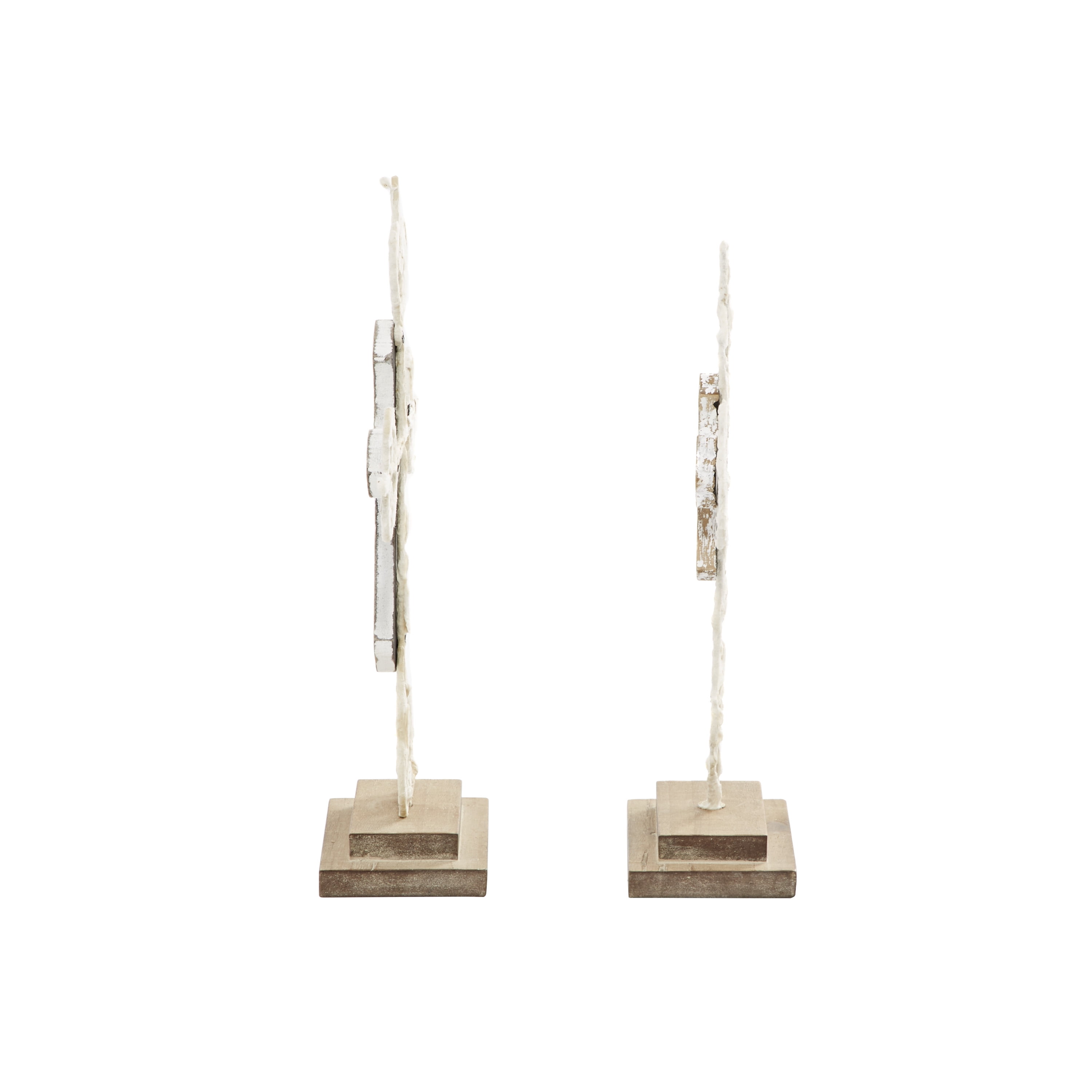 DecMode Wood Cross Contemporary Sculpture, Brown, 2 - Pieces