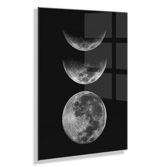 Kate and Laurel x The Creative Bunch Studio Collaboration, Mod Moon It’s Just a Phase Floating Acrylic Art, 23x31, Black and White Moon Phase Art for Wall
