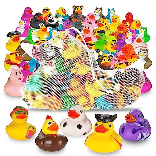 Playbees Rubber Ducks in Bulk 50 Pack Assortment Duckies Kids Baby Bath Shower Toys Jeep Ducking Floater Summer Beach Pool Activity Baby Showers Acces