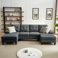 thumbnail image 5 of Jarenie Polyester 4 Seater U Shaped Sectional Sofa, Dark Grey, 5 of 11