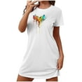 thumbnail image 2 of Camisón corto de talla grande para mujer, camisón de manga corta con estampado de pecho a la moda, camisón para mujer, 2 of 7