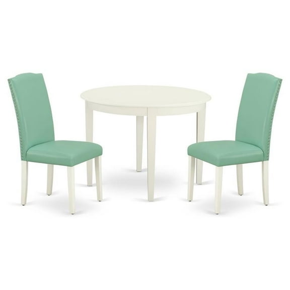 Pemberly Row 3-piece Wood Dining Set in Linen White/Pond