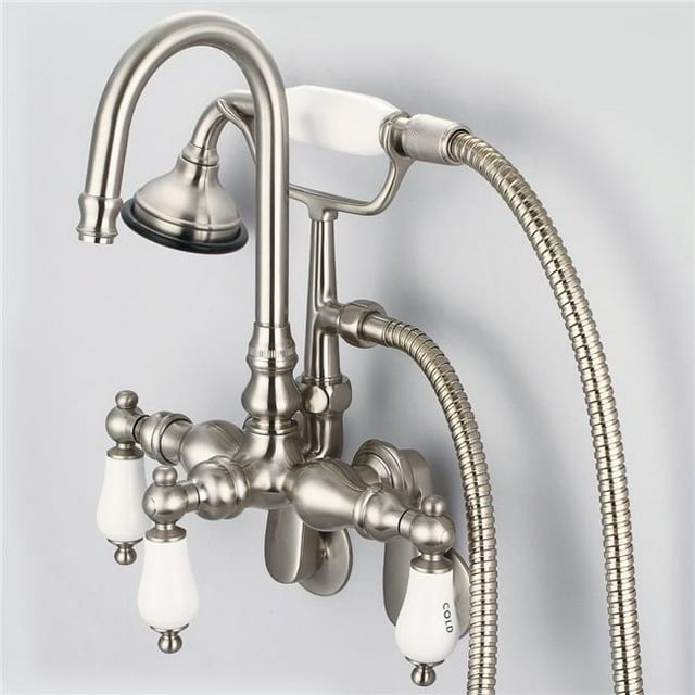 Water Creation F6-0011-02-CL Robinet de Baignoire Gris Vintage Réglable à Étalement Mural & 44; Nickel Brossé