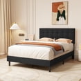 thumbnail image 2 of alazyhome Full Size Upholstered Platform Bed Frame with Button Tufted Linen Headboard, Black, 2 of 6