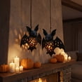 thumbnail image 5 of Outdoor Halloween Decorations Yard, Bat Halloween Decor, Halloween Hanging Decor, 2 Pack 3D Print Hollow Unlit Black Bat Ornaments 6X4.5 Inch for Halloween Porch Decorations,, 5 of 8
