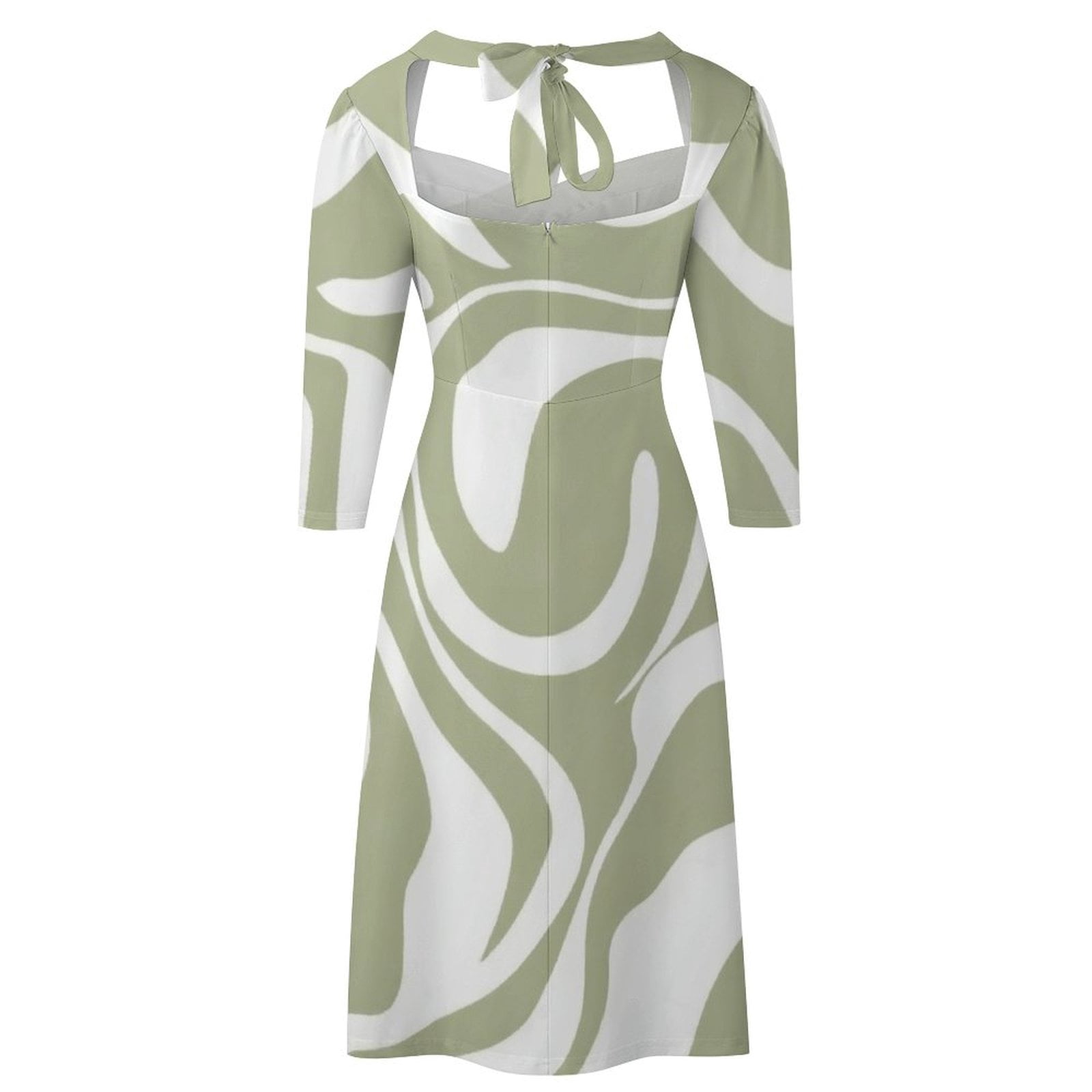 green and white floral hillsborough midi dress Elegant Nature Sleeveless Color:Blue/rose gold