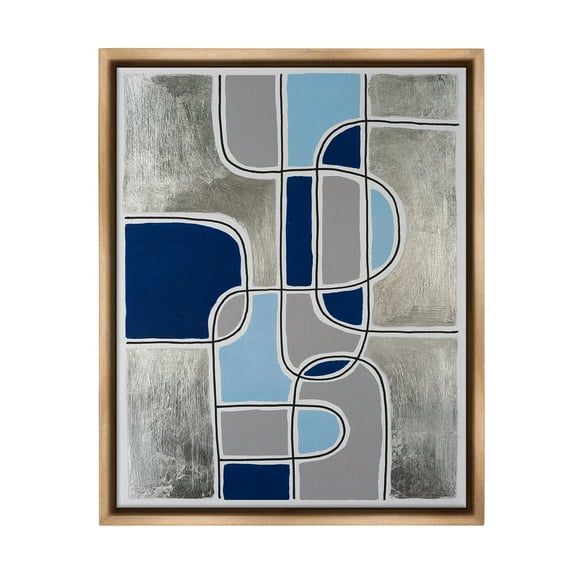 Stupell Industries Alternating Centric Shapes Abstract Painting Brown Floater Framed Canvas Art Print Wall Art, 25 x 31