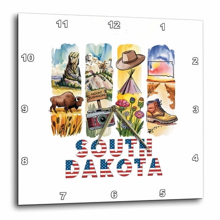 3drose, South Dakota State. Usa. Local Aspects. Attractive Colorful Art Gift, 10x10 Wall Clock