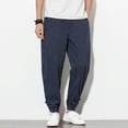 thumbnail image 3 of Harajuku Cotton Linen Harem Casual Pants Men 2023 New Fashion Striped Spring Mens Joggers, 3 of 6