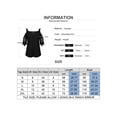 thumbnail image 2 of Hymorin Floral Lace Spliced Women V Neck Cold Shoulder 3/4 Sleeve T-Shirts Tops, 2 of 4