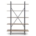 thumbnail image 5 of August 71.75 In. Leaning Etagere Light Brown Metal Frame Ladder Bookcase Five-shelf Media Tower, 5 of 6