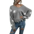thumbnail image 2 of jjayotai Womens Sweater Clearance Ladies Casual Fashion Solid Color V- Neck Loose Knit Sweater Tops, 2 of 5