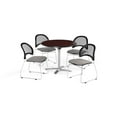 thumbnail image 3 of OFM Multi-Use Break Room Package, 36" Round Flip-Top Table with Moon Stack Chairs, Mahogany Finish with Forest Green Seats (PKG-BRK-169), 3 of 5