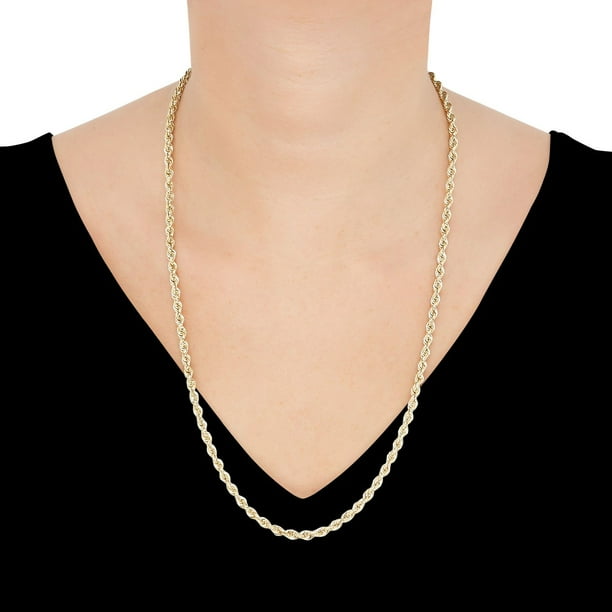 Glitter Rope Chain Necklace in 14K Gold, 3mm - Samsclub.com