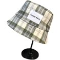 thumbnail image 1 of Sombrero de pescador de cubo a cuadros, sombrero de sombrilla de protección solar que combina con todo para primavera y verano, marca Tide, pequeño Facegreen Feliz Sencillez, 1 of 2