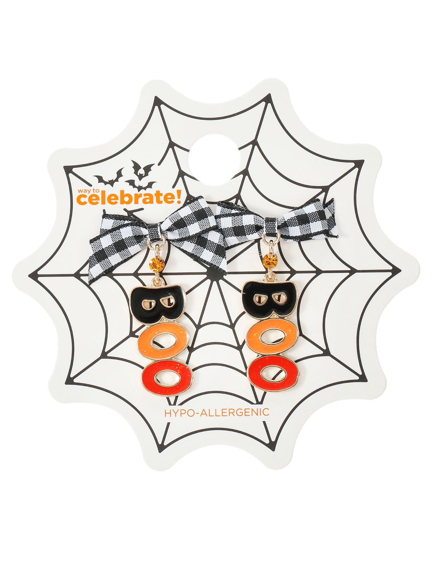 Way to Celebrate Boo Bow Halloween Drop Earrings, 1 Pair
