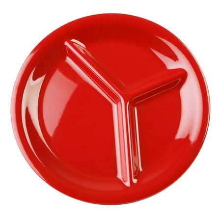 

10 1/4 3 Compartment Plat Pure Red Melamine Pack of 6