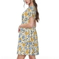 thumbnail image 2 of Gukieu Funny Chicken Print Women's Short Sleeve Dress, Elastic Waistband A-line with Pockets Summer Dress, Suitable for Daily Leisure, Work, Vacation, 2 of 6