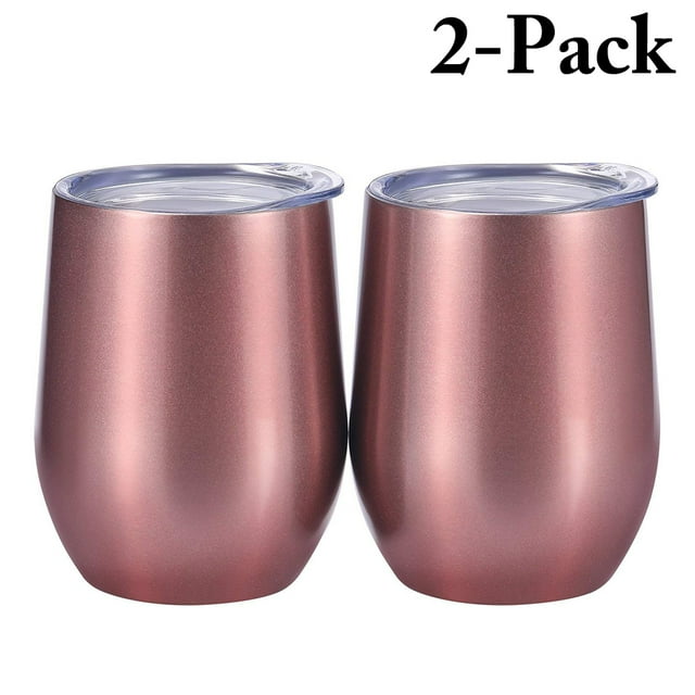 Coofit 2PCS Wine Cups Stainless Steel Insulated Drinking Cups Beer Cups with Lid