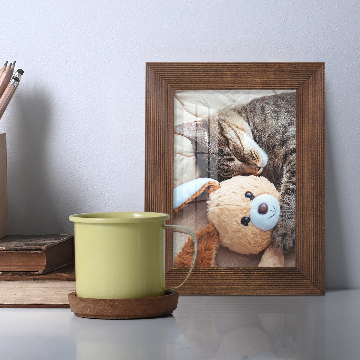 Grooved 3.5 in. x 5 in. Walnut Picture Frame Set (Set of 4)