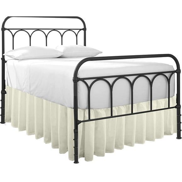 Cottingon Ruffled Bed Skirt with Split Corners-Dust Ruffle - 12" Drop 100% Microfiber Soft,Sheen & Luxurious Look - Bed Skirts (Ivory -Twin)