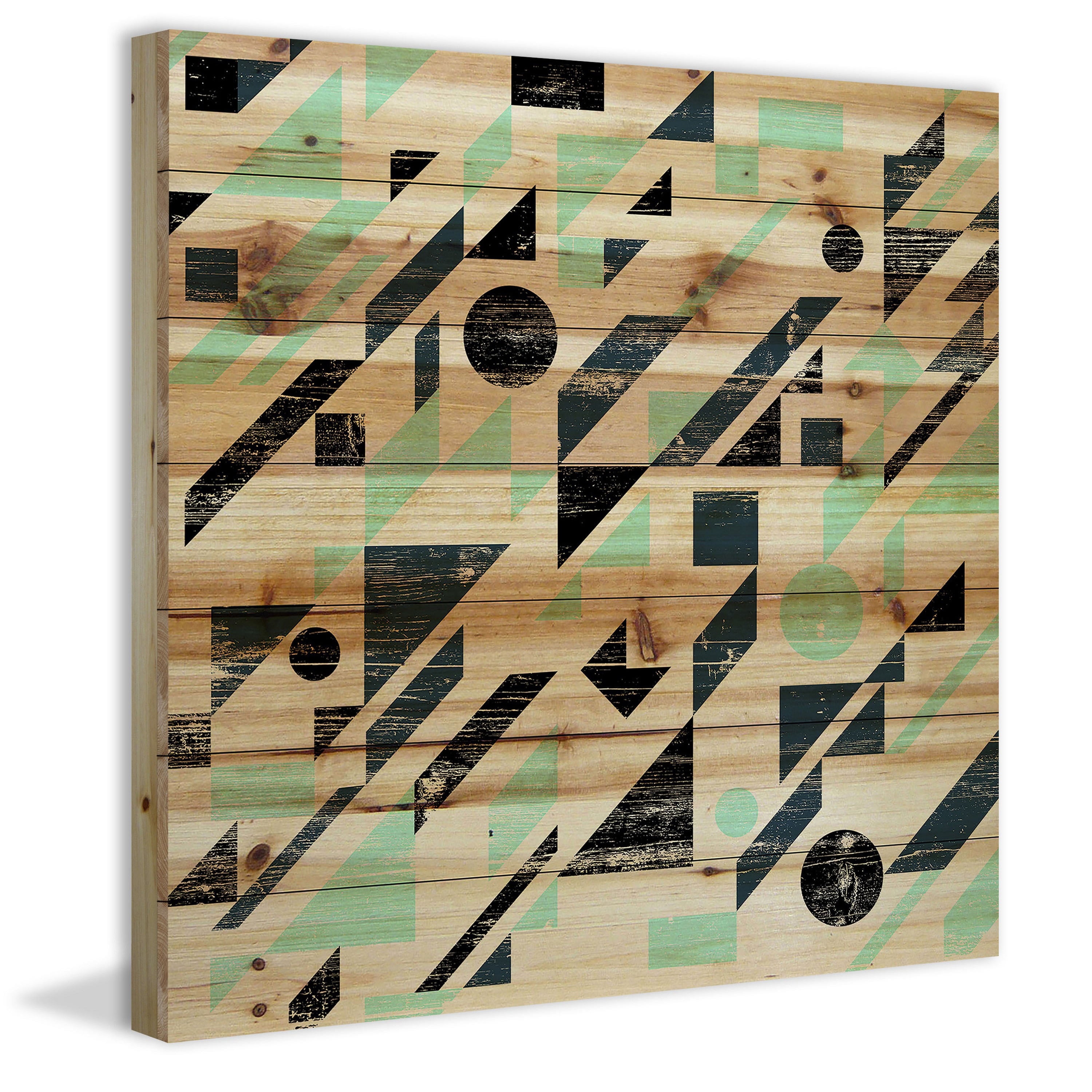 Marmont Hill - "Maze To Circles" Painting Art Print On Natural Pine Wood, 40.0" x 1.5"