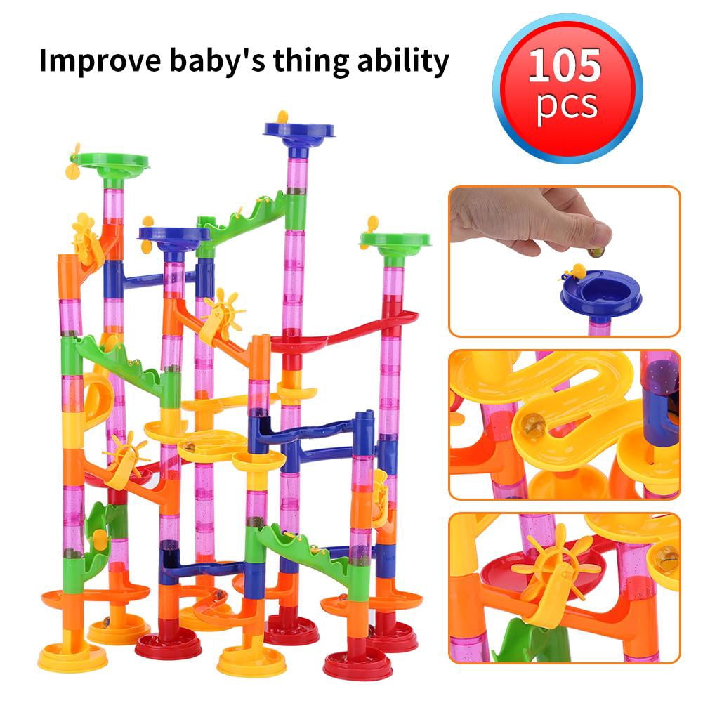 Cergrey DIY Construction Marble Race Run Maze Balls Track Building Blocks Baby Kid Gift Educational Toy, Marble Building Blocks Toy, Track Building Blocks Toy